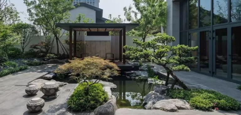 广州日式风格庭院鱼池装修