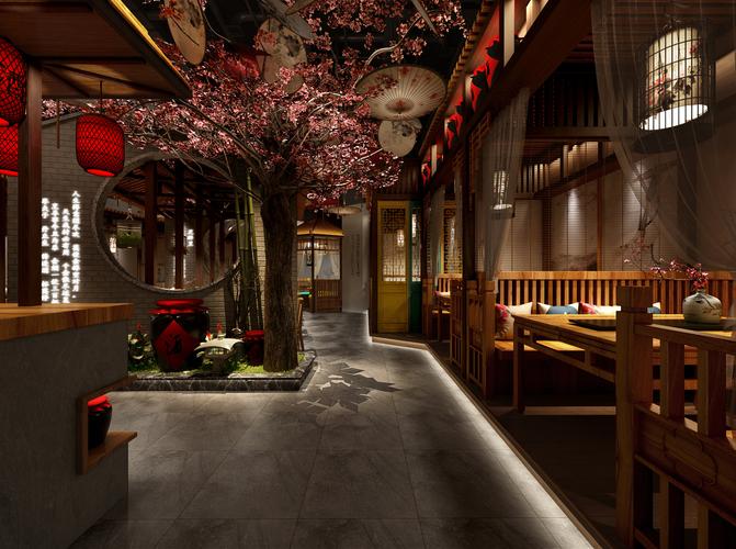广州古风装修餐厅效果图的相关图片